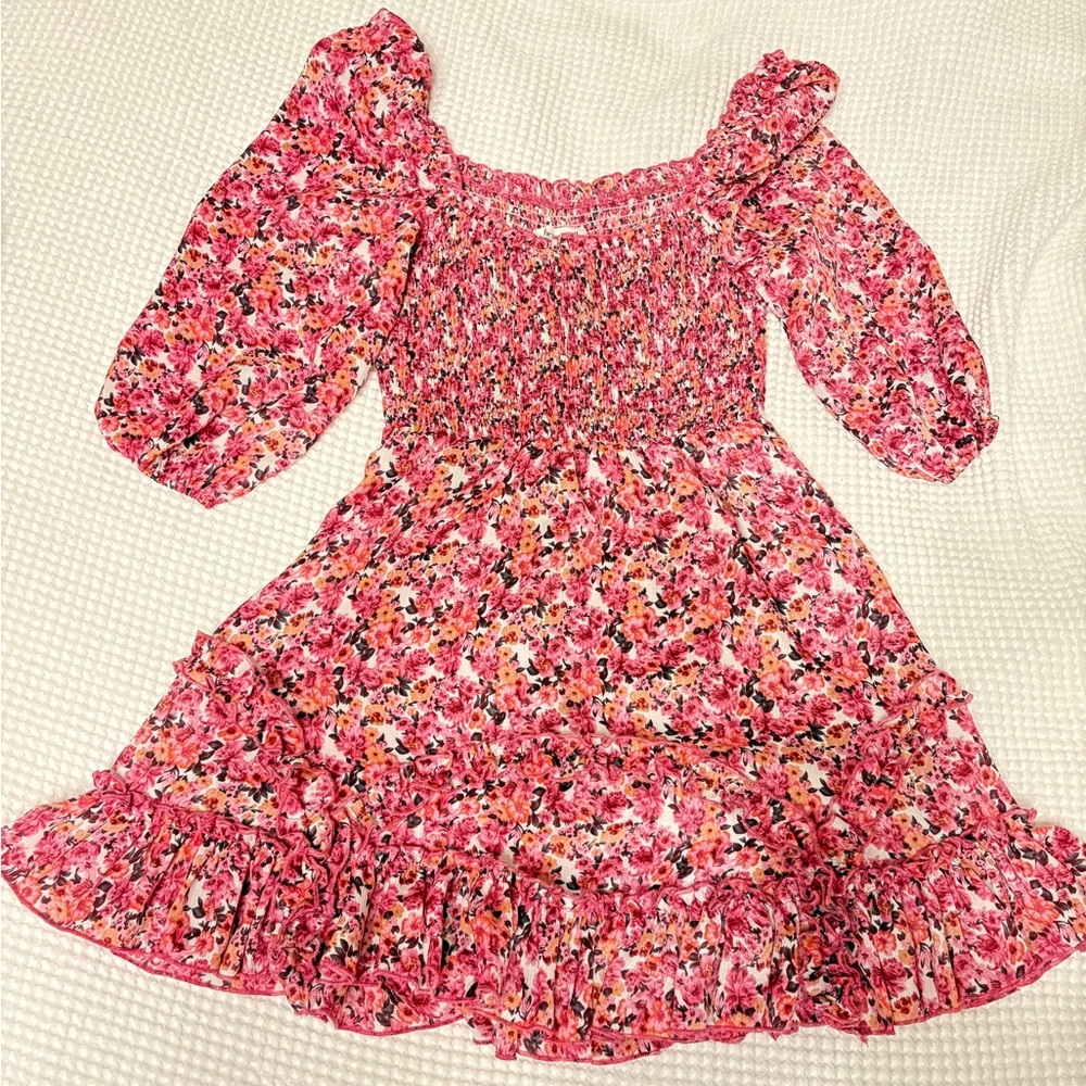 Heartloom Floral Smocked Mini Dress – Pink Multi (XS)